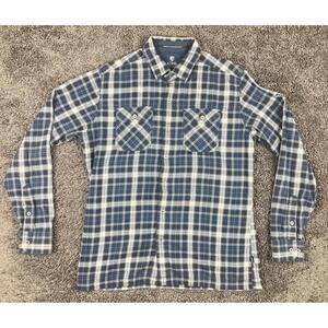 KÜHL Men’s Shirt Size Medium Blue Plaid Flannel Button Up Cotton Tencel